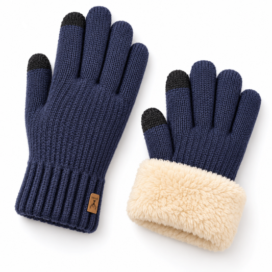Plush-Lined Knit Gloves
